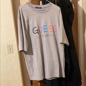 Guess Blue and Pink Crew Neck Boxy T-Shirt